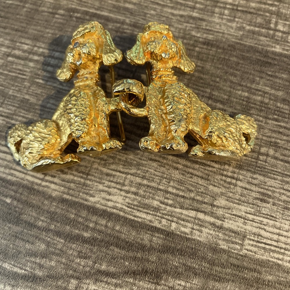 COPY - Vintage 1973 Mimi di N Gold Color Double Poodle belt buckle